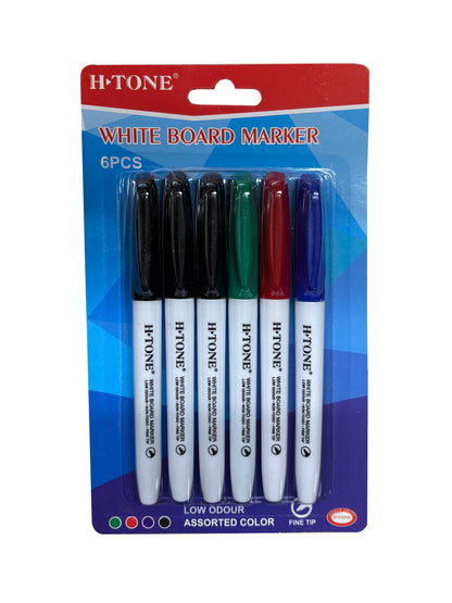 Bazic/H-Tone Dry Erase Marker, Bullet Tip - 6 Assorted