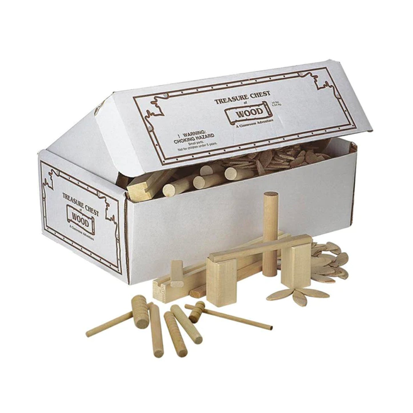 Treasure chest of wood including dowels, spindles, blacks and petal like shapes - 10 Pounds