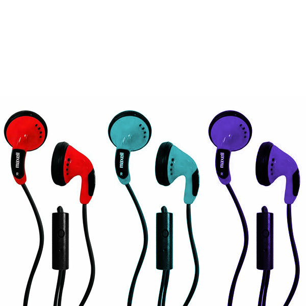 Maxell Ear Buds with Mic - Assorted Colours